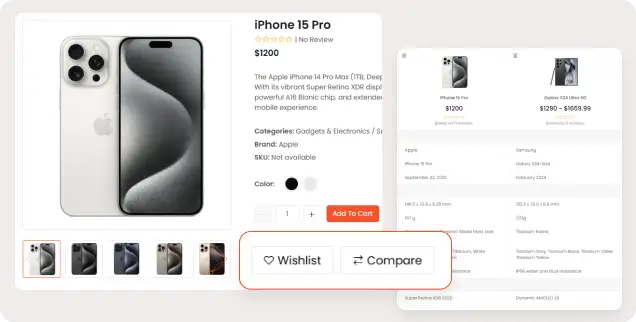 Wishlist and Compare